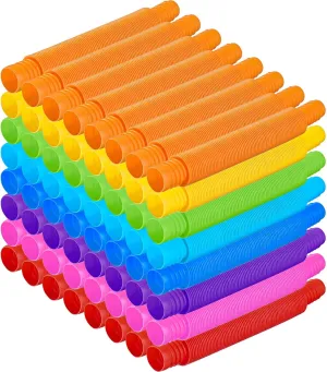 100 Pieces Tubes Sensory Toys Fidget Tube for Teens and Adults Multi-Color Mini Stretch Pull Tube Toy for Stress and Anxiety Relief Sensory Tools DIY Creative Handmade Activities