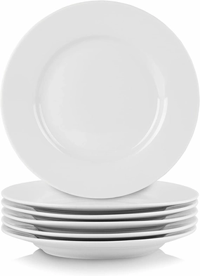 10 Strawberry Street Simply Round 6" Appetizer Plate, Set of 6, White, 6RD-6ACE-TSS