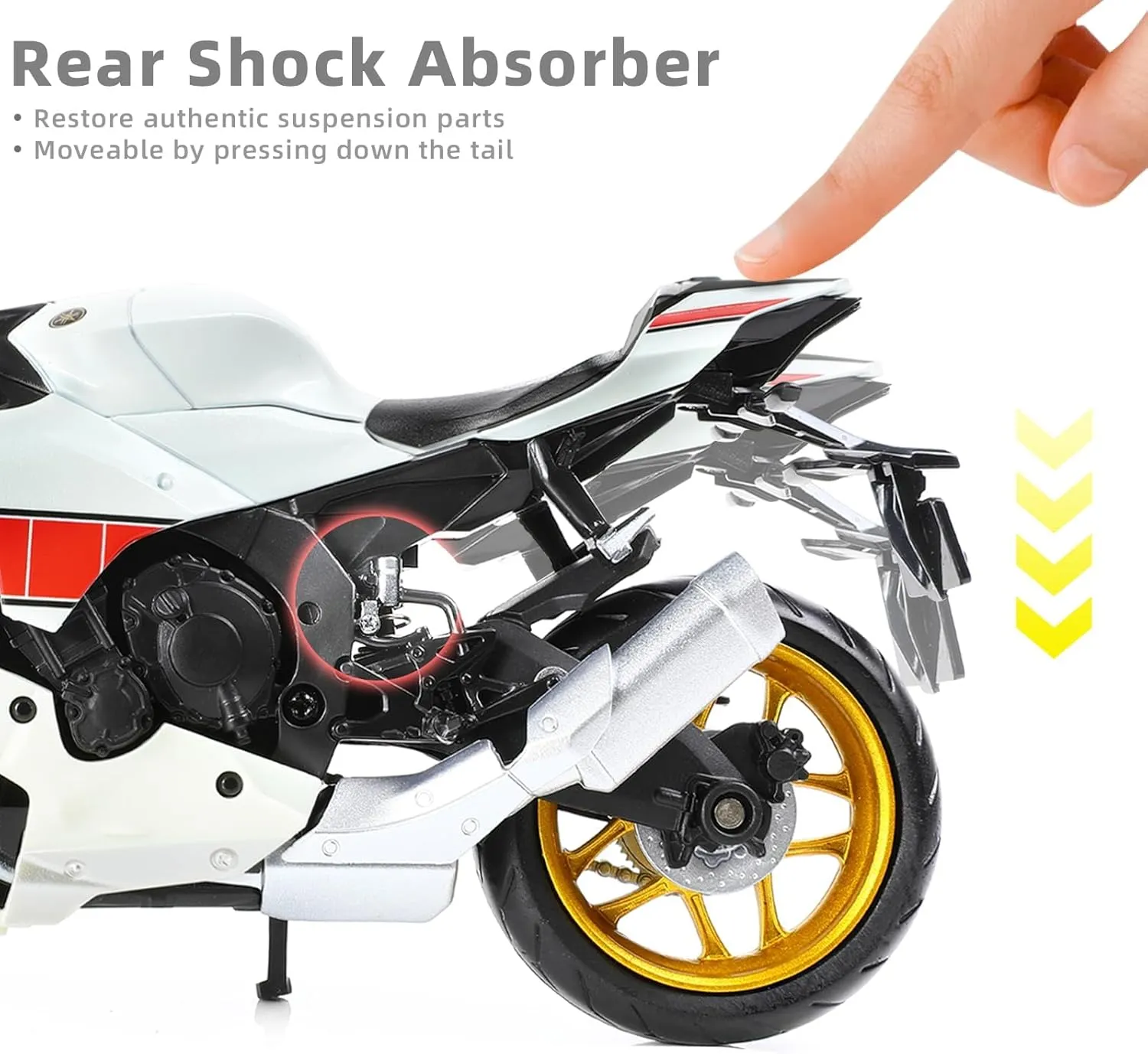 1:12 Motorcycle Model Toy for Yamaha YZF-R1 1000R Metal Die-cast with Plastic Motorcycle Model No Assembly Required Mini Finished Moto Gift for Adult（White）