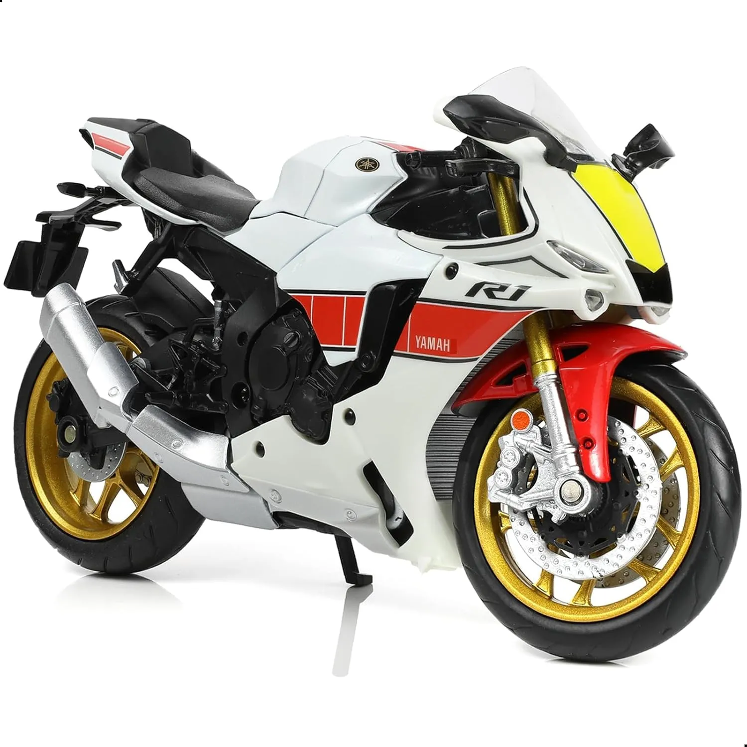 1:12 Motorcycle Model Toy for Yamaha YZF-R1 1000R Metal Die-cast with Plastic Motorcycle Model No Assembly Required Mini Finished Moto Gift for Adult（White）