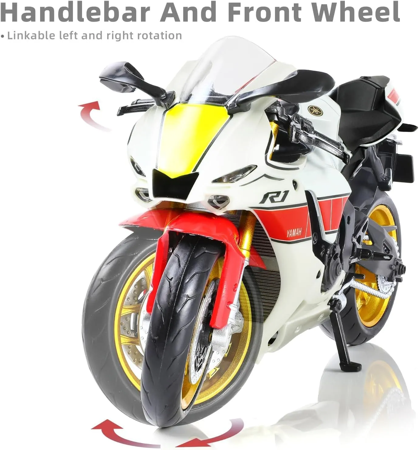 1:12 Motorcycle Model Toy for Yamaha YZF-R1 1000R Metal Die-cast with Plastic Motorcycle Model No Assembly Required Mini Finished Moto Gift for Adult（White）