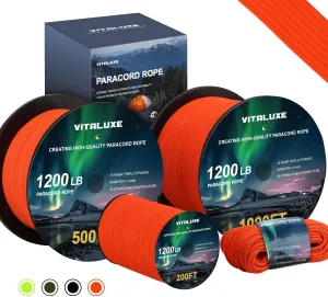 1200lb Paracord Rope, 4.4mm 15 Triple Strands Paracord, Heavy Duty Tactical Parachute Cord for Survival Gear, Camping, Hiking, and Ideal for Bracelets, Lanyards, Type III