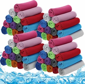 120 Pcs Microfiber Ice Cooling Cold Comfortable Towel for Neck and Face Breathable Chilly Towel for Yoga, Sport, Gym, Workout, Camping and More Activities, 10 Colors