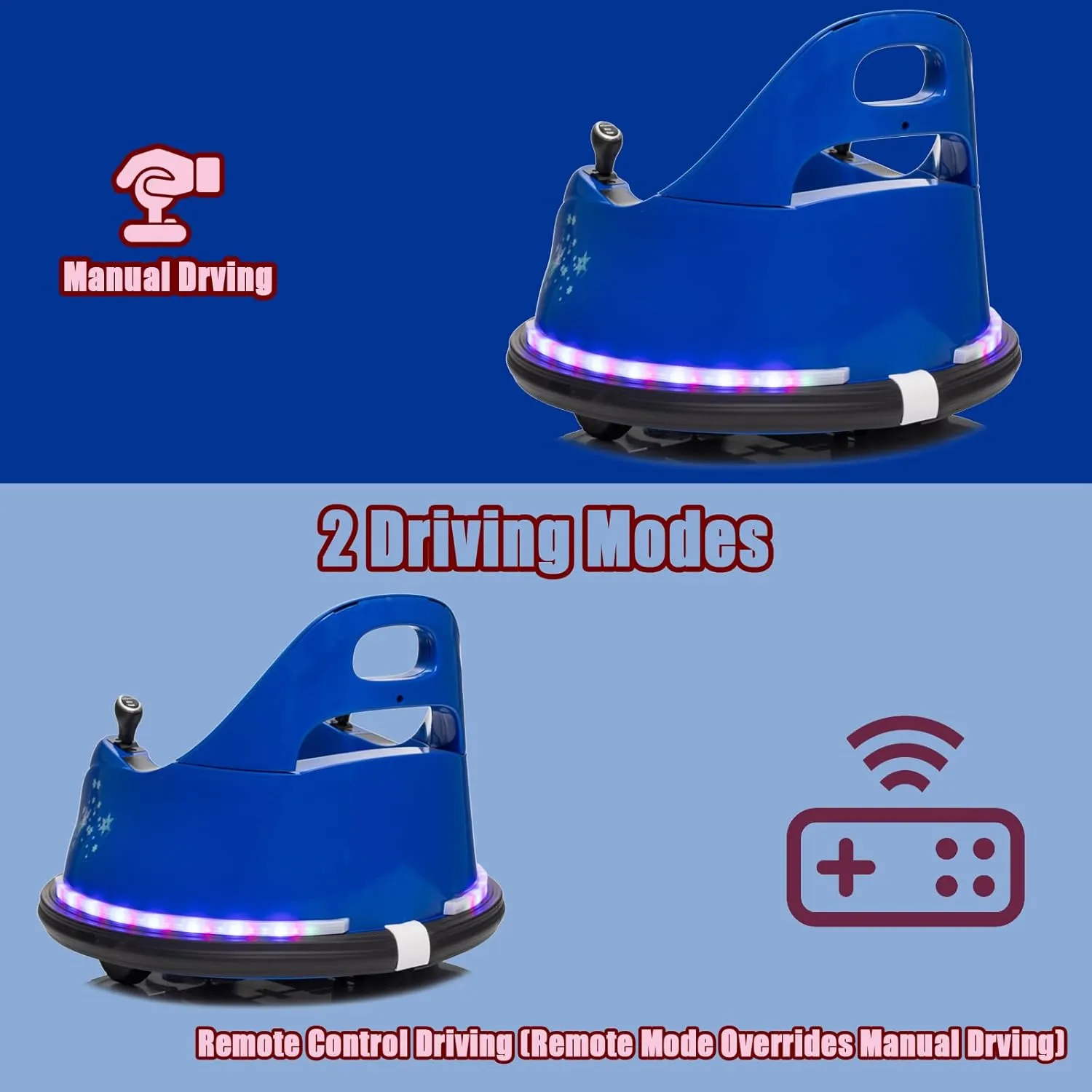 12V Electric Ride On Bumper Car for Kids & Toddlers, Baby Bumping Toy Car with Remote Control, 360 Degree Spin, Battery Powered Electric Ride on Bumping Toy Gifts for Boys Girls, Dark Blue