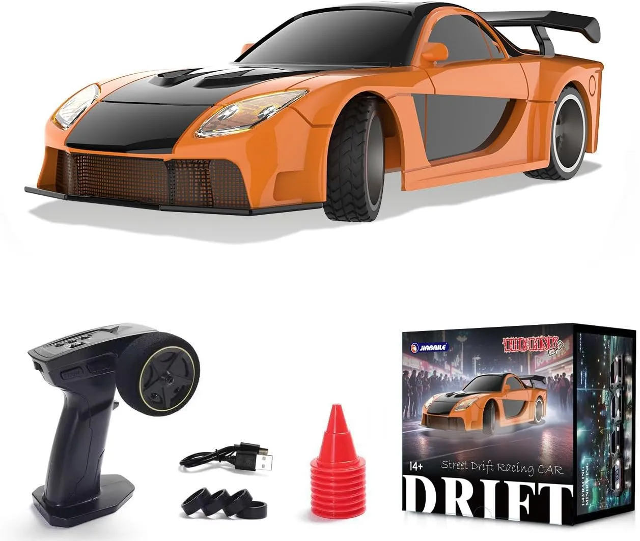 1/43 RC Drift Car for Adults with Lights, 2.4G Electric 4WD High-Speed Remote Control Sports Car, Full Proportional Vehicle Max Speed 15km/h Mini RC Toys Hobbyist Gift (4309/Gyro Version)