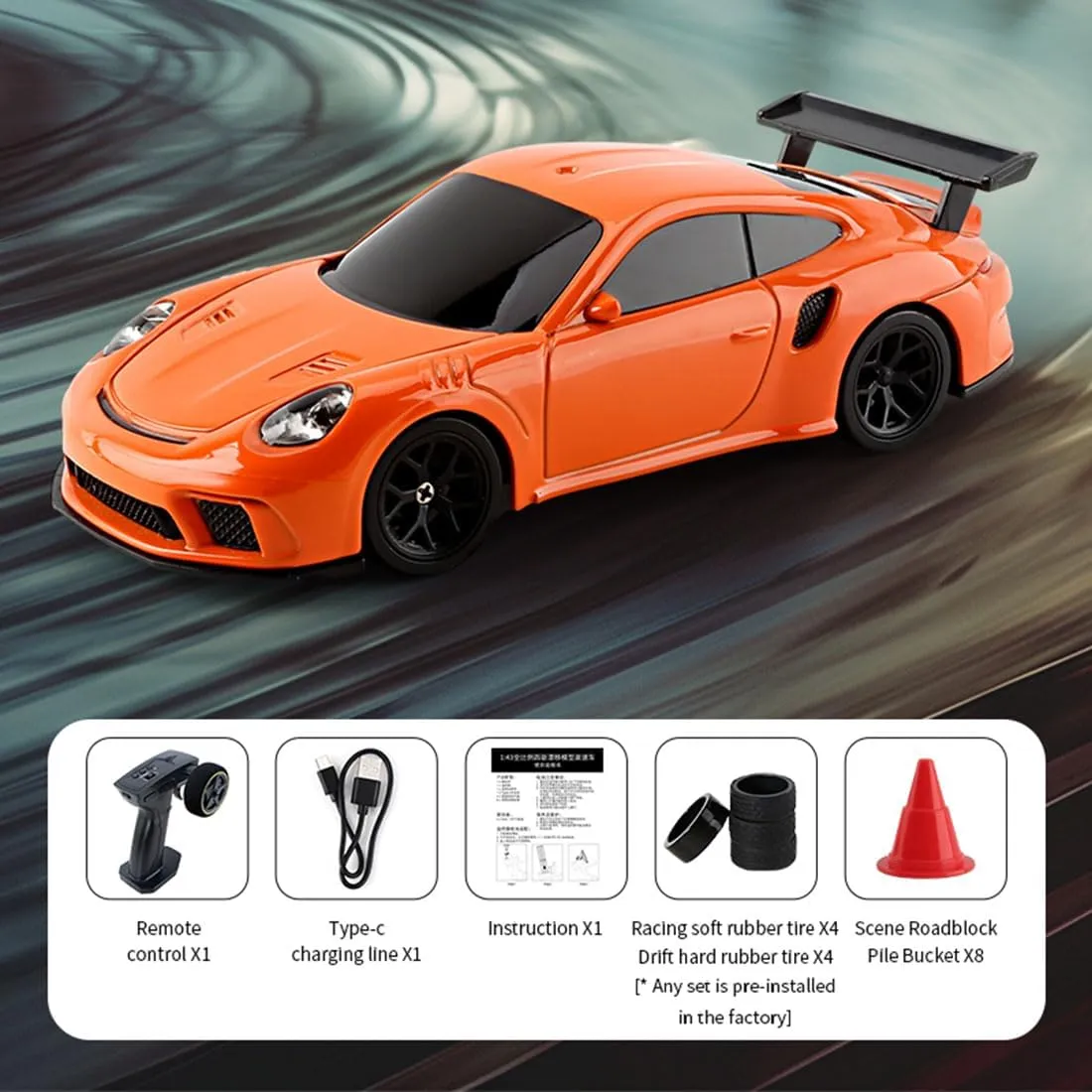 1/43 Scale 4WD Drift Car, 2.4G Full-Proportion High Speed 15KM/H, RC Electric Mini Racing Car Model, Indoor Mini RC Toys Hobbyist Gift (RTR Version)