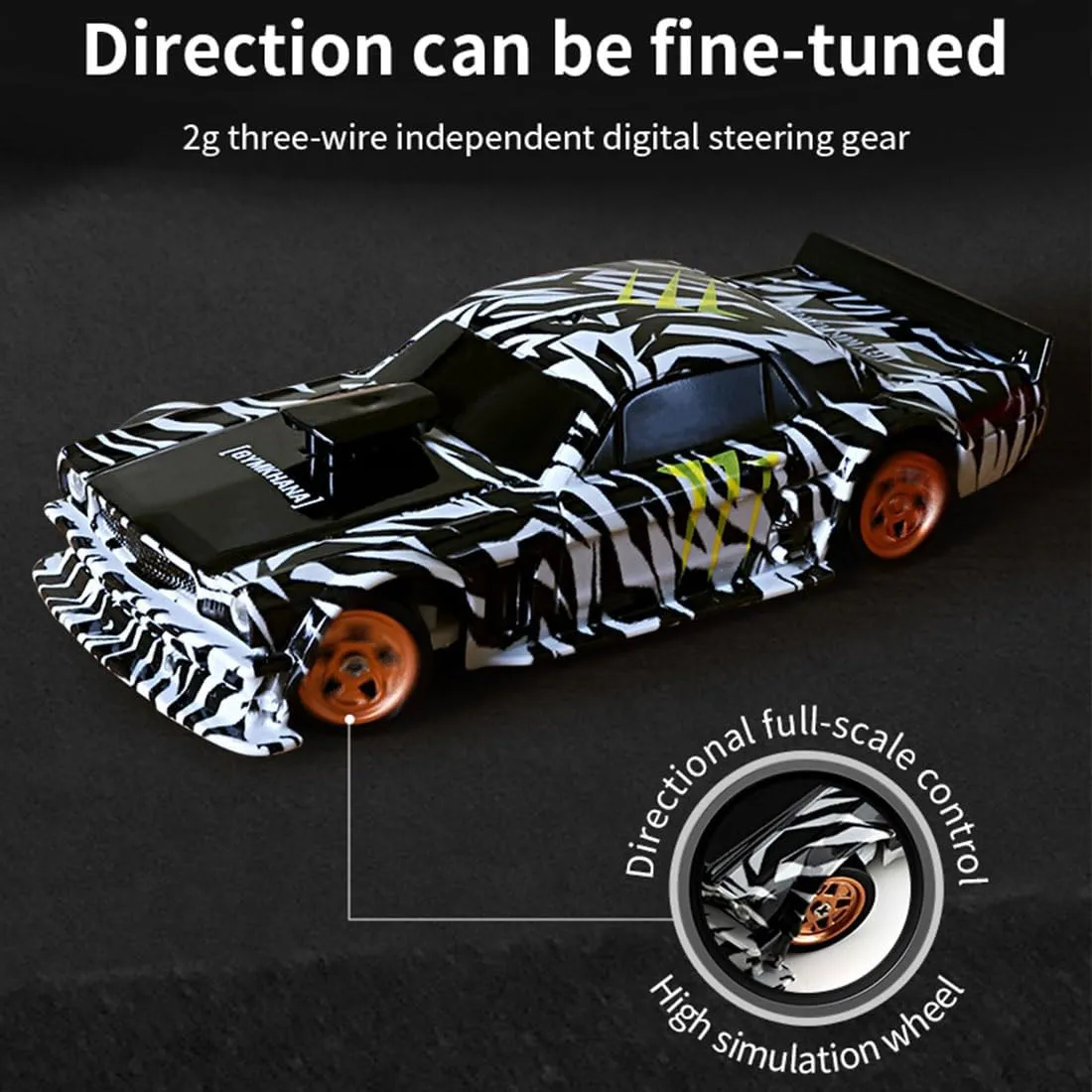 1/43 Scale RC Mini Racing Car, Full Proportional Electric Mini Racing Drift Car Model with Lights Kit (RTR) - Gyro Version