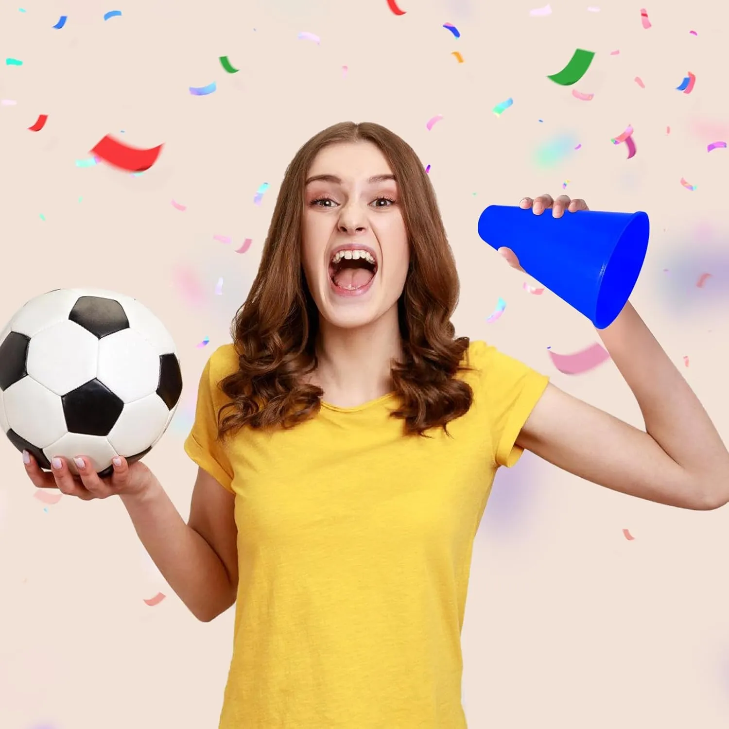 16 Pcs Cheer Megaphone for Party Blue DIY Plastic Megaphone Accessory for School Outdoor Activities Party Favors Sports Match Game (16 Pcs, Blue)