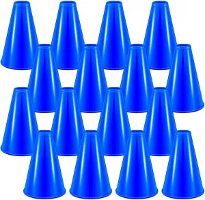 16 Pcs Cheer Megaphone for Party Blue DIY Plastic Megaphone Accessory for School Outdoor Activities Party Favors Sports Match Game (16 Pcs, Blue)