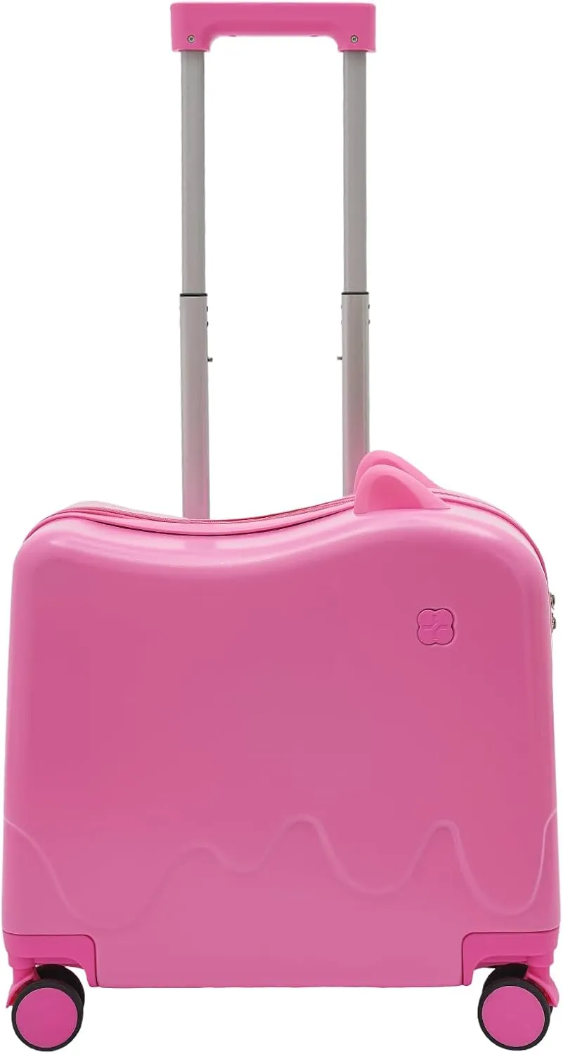 18In Ride on Suitcase for Kids, Kids Ride on Luggage with Spinner Wheels, Carry on Tollder Luggage for Girls, Cute Hardside Suitcase for Short Trips, Study Tours, Outings