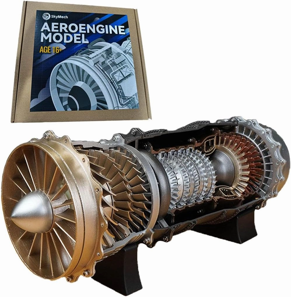 1/20 Scale Turbofan Fighter Engine Model Kit, 150PCS DIY Electric Assembly Engine with Motorized Display for Physical Science Experiment Demonstration
