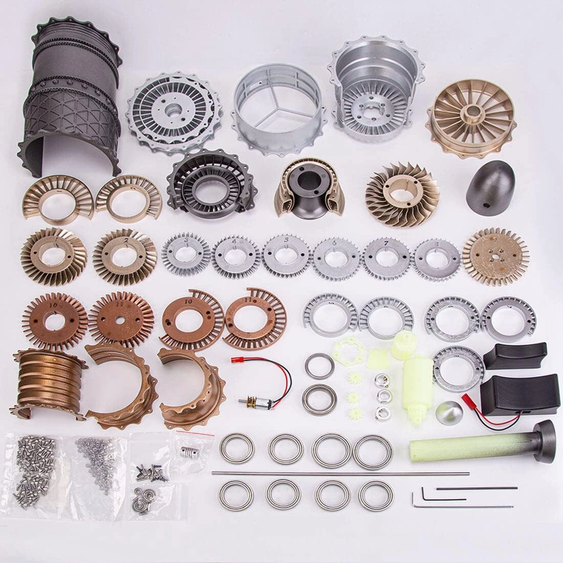 1/20 Scale Turbofan Fighter Engine Model Kit, 150PCS DIY Electric Assembly Engine with Motorized Display for Physical Science Experiment Demonstration