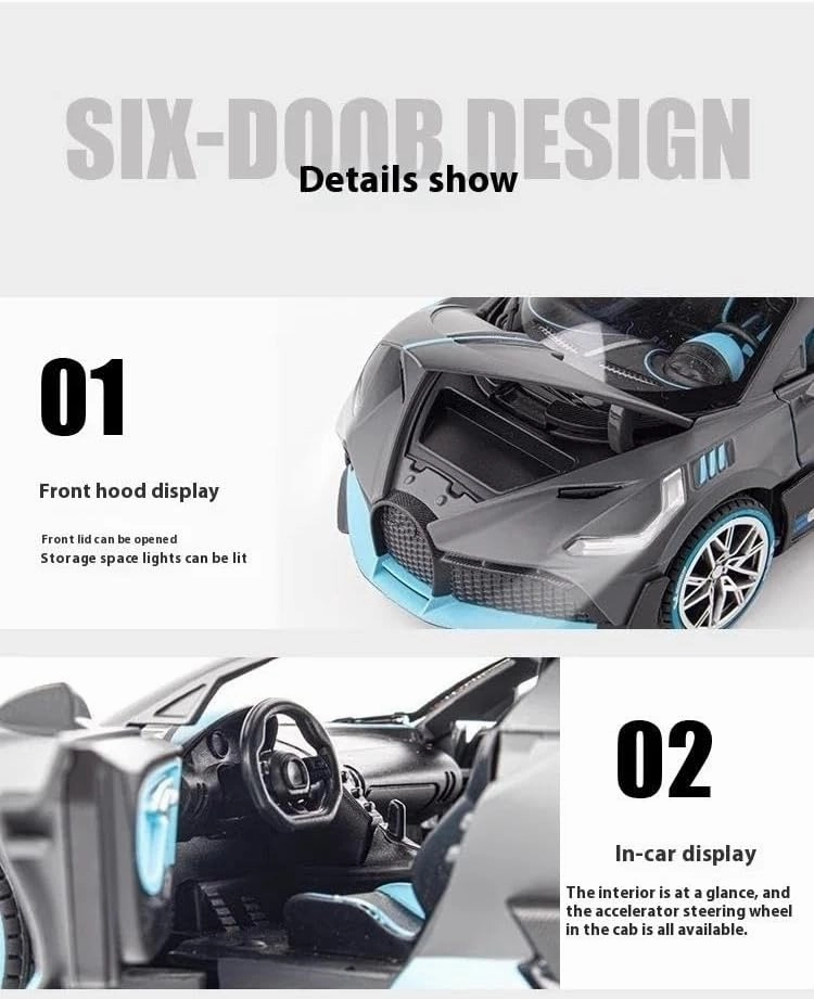 1:22 for Divo Alloy Sports Car Die-Casting Model Collection Display Ornaments(Chrome)