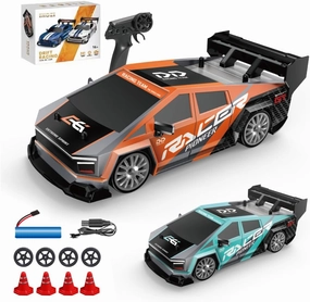 1:24 Scale RC Drift Car with LED Lights, 4WD Electric Remote Control Racing Vehicle, 2.4GHz 30KM/H High Speed Mini Sport Drift Car for Adults & Hobbyists