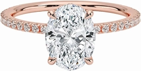 1-3 CT Oval Moissanite Engagement Ring – 4 Prong, Hidden Halo, Semi Eternity Pave Setting 10K 14K 18K Solid Gold & 925 Sterling Silver, Moissanite Ring For Women, Ready to Gift