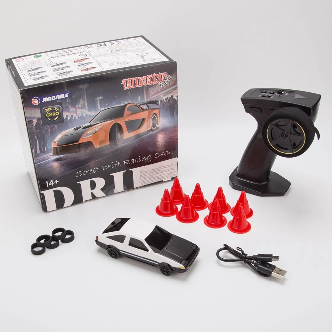 1/43 Scale RC Drift Racing Car, Gyro, 15KM/H High Speed, 2.4G Full-Proportional Mini Electric, Racing Car Model with LED Lights (Gyro RTR Version)