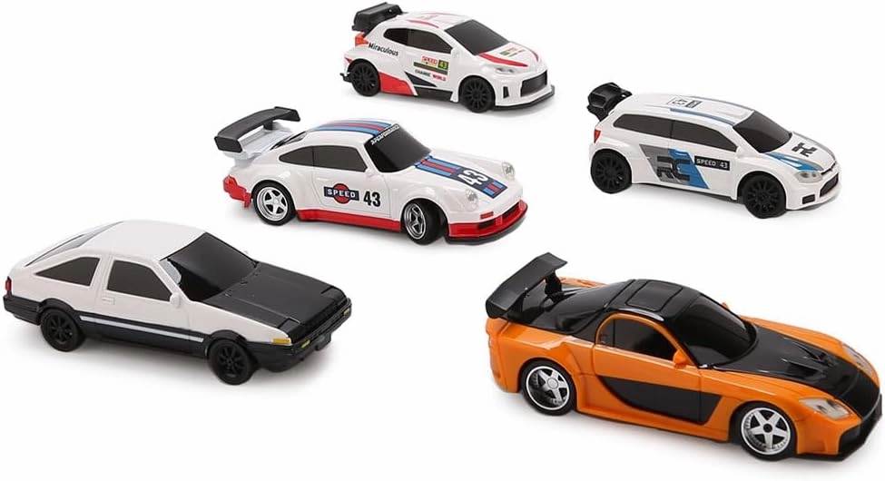 1/43 Scale RC Drift Racing Car, Gyro, 15KM/H High Speed, 2.4G Full-Proportional Mini Electric, Racing Car Model with LED Lights (Gyro RTR Version)