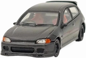1:64 for Honda Civic EG6 Carbon V2 Black Diecast Miniature Model Car for Collection