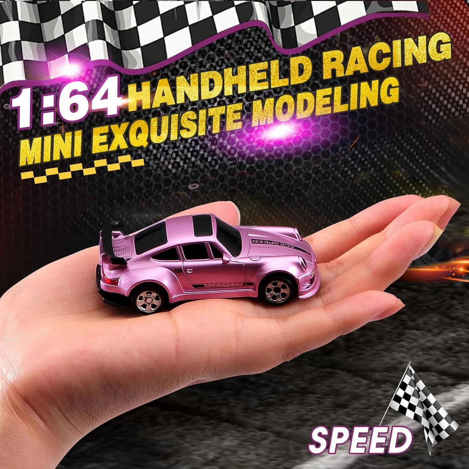 1/64 Scale Drift RC Car,Mini RC Sportscar 2.4Ghz with Gyro Mini Racing Drift Racing Remote Contrl Car Model Toys Hobby Gift for Adults and Kid (Pink)