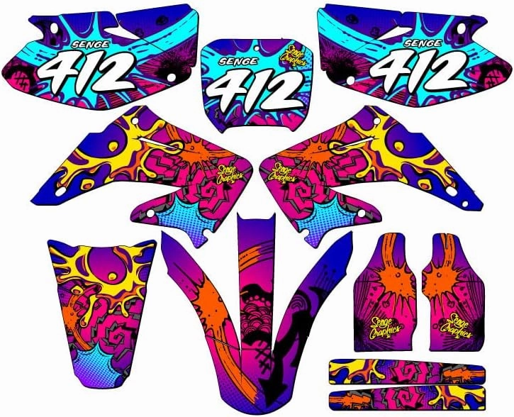 2002-2003 CR 125 R Zany Pink Senge Graphics Complete Kit with Rider I.D. Compatible with Honda