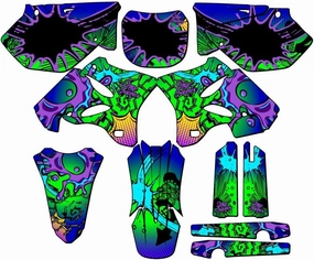 2002-2004 YZ 250 2-Stroke Zany Blue Senge Graphics Complete Kit Compatible with Yamaha