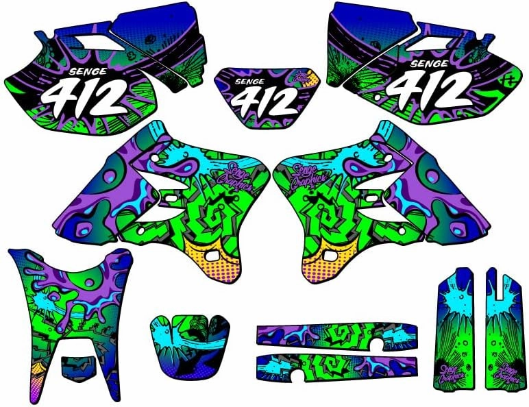 2003-2004 WR 450 F Zany Blue Senge Graphics Complete Kit with Rider I.D. Compatible with Yamaha