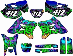 2003-2004 WR 450 F Zany Blue Senge Graphics Complete Kit with Rider I.D. Compatible with Yamaha