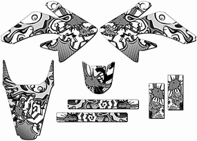 2004-2010 CRF 80 Zany White Senge Graphics Base Kit Compatible with Honda