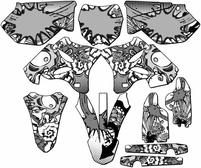 2005-2007 YZ 250 2-Stroke Zany White Senge Graphics Complete Kit Compatible with Yamaha