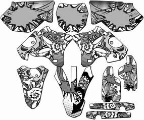 2005-2007 YZ 250 2-Stroke Zany White Senge Graphics Complete Kit Compatible with Yamaha