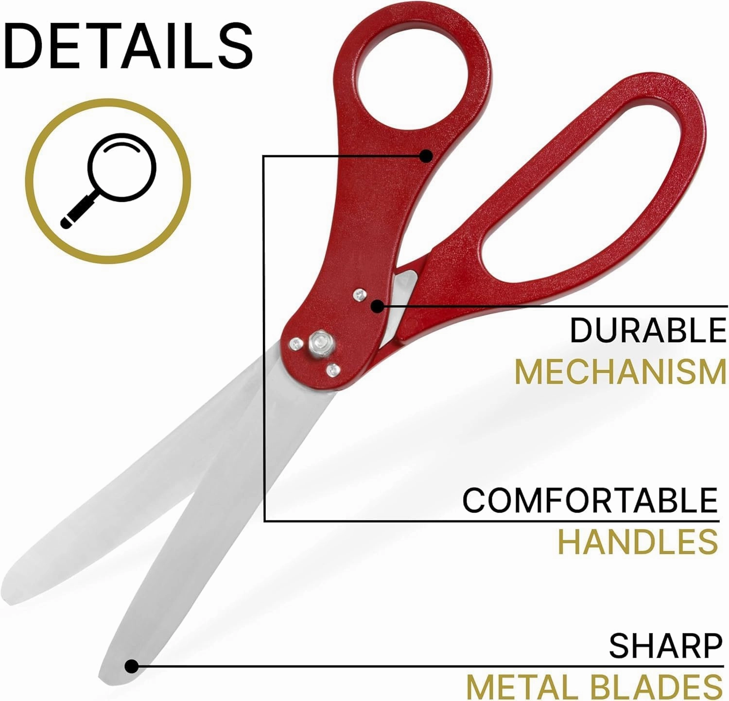 20'' Grand Opening Ceremony Kit – 20 Inch Giants Ribbon Cutting Scissors Red and Gold Satin Ribbon Grand Opening Ceremony Set for Inaugurations Giant Red Scissors for Special Events