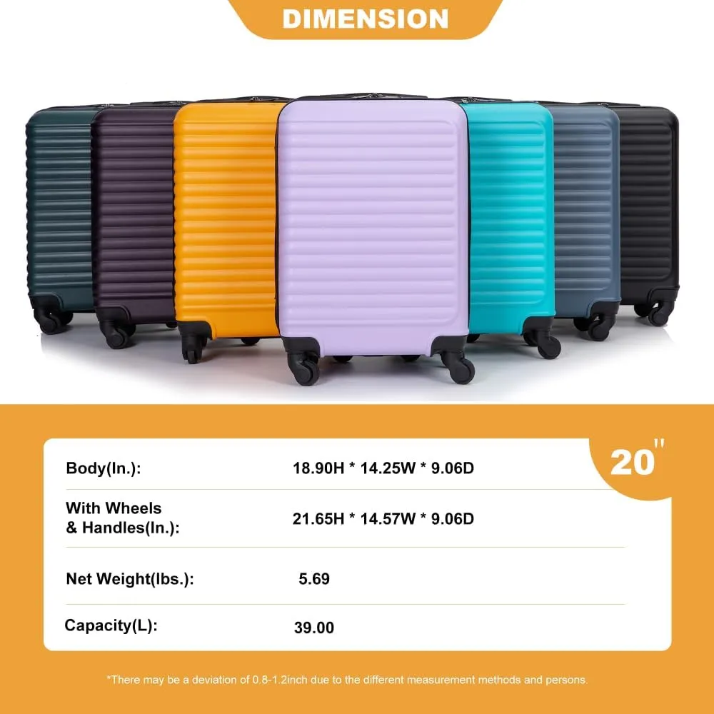 20" Carry On Luggage - Lightweight Hardshell Suitcase with 360° Spinner Wheels - Airline Approved Cabin Bag (Orange   ABS)