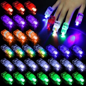 210 Pcs LED Finger Lights, 7 Colors Finger Flashlights, Battery Powered Light Up Finger Ring Toys, Mini Finger Lamps, Glow in The Dark Party Supplies for Rave Concert Shows (210Pcs)