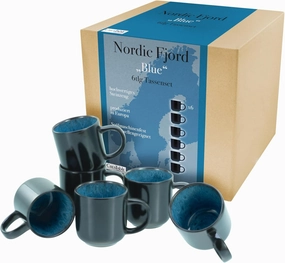 21552, Nordic Fjord Series, 6-Piece Crockery Set, Coffee Mug Set Made of Stoneware, Dishwasher and Microwave Safe, Quality Production