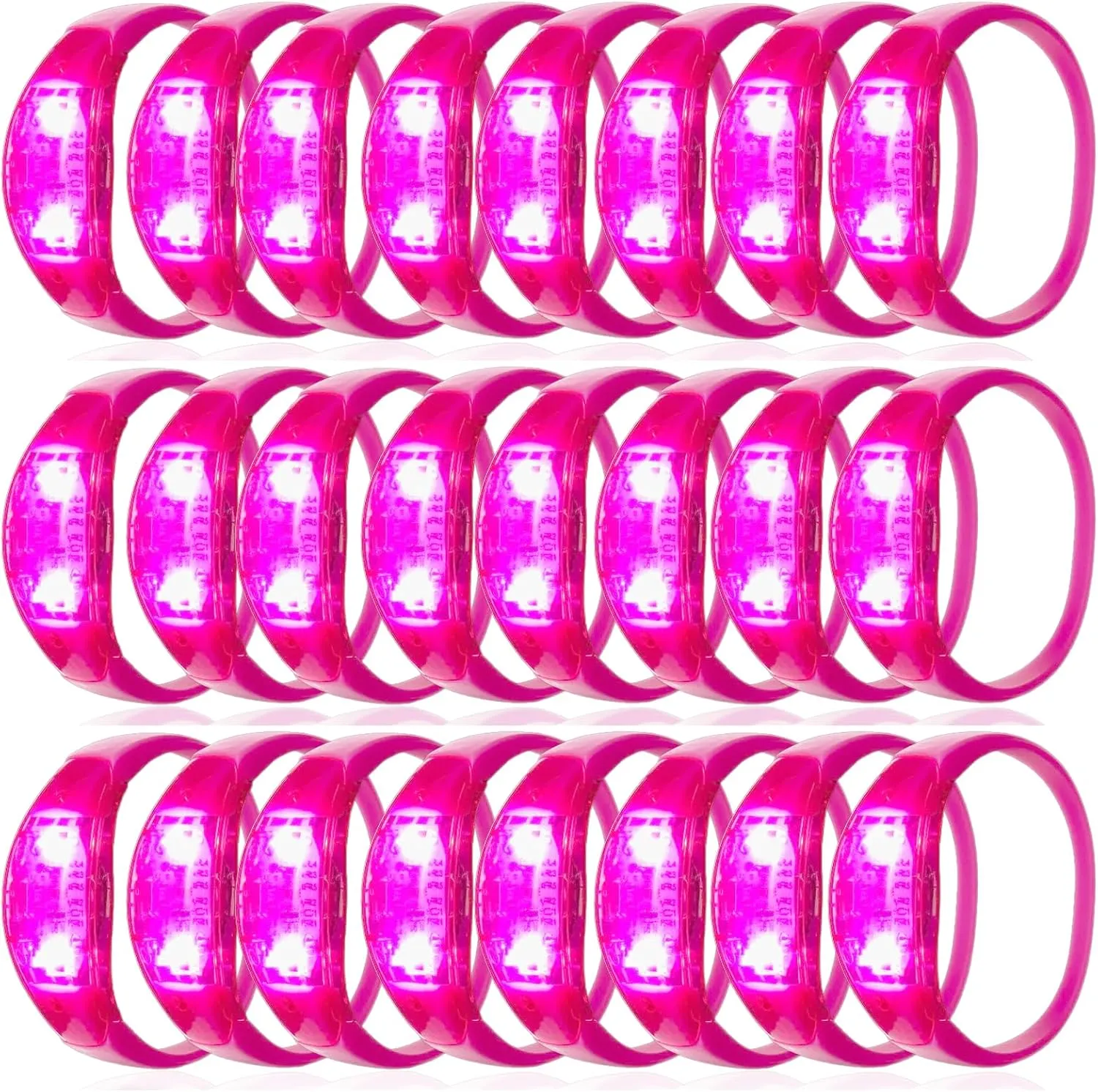 24 Pcs LED Glow Bracelets Sound Activated Bracelet Glow Bracelets with Flashing LED Strobe for Carnival,Concerts , Night Events, Rave, Game Prizes, Birthday Party Favor,Class Gift (pink