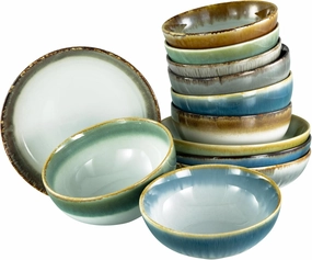 24225, Cascade Series, 12-Piece Crockery Set for 12 People, Bowl Set Made of Stoneware, Dishwasher and Microwave Safe, Quality Production