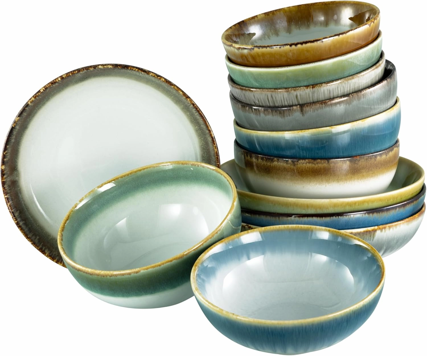 24225, Cascade Series, 12-Piece Crockery Set for 12 People, Bowl Set Made of Stoneware, Dishwasher and Microwave Safe, Quality Production