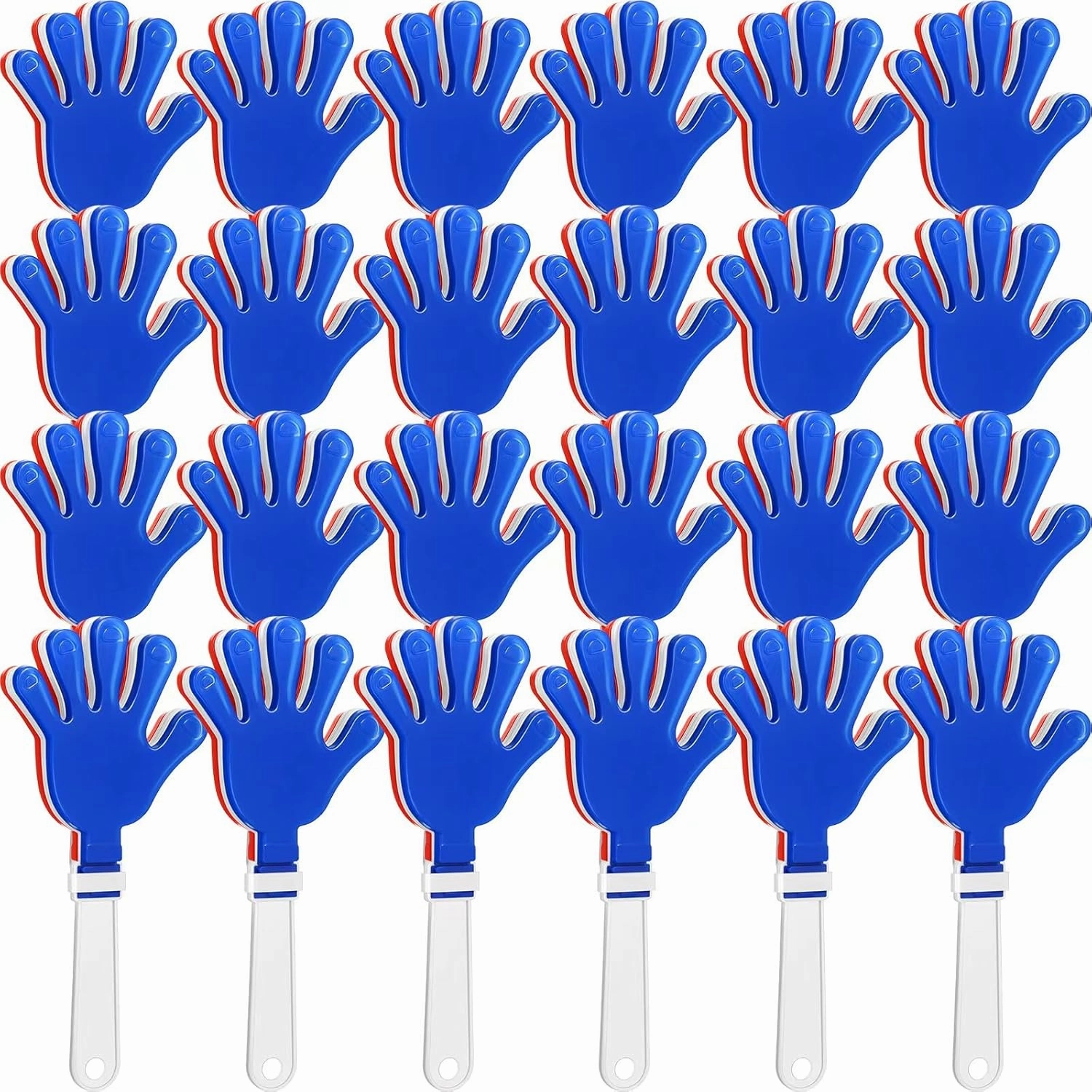 24 Pcs Red/White/Blue Hand Clappers 7.5 Inch Noise Makers Plastic Clapping Hands Noisemakers Patriotic Parties, Sporting Event, Concert Supplies Dance Celebrations and Many Other Occasions