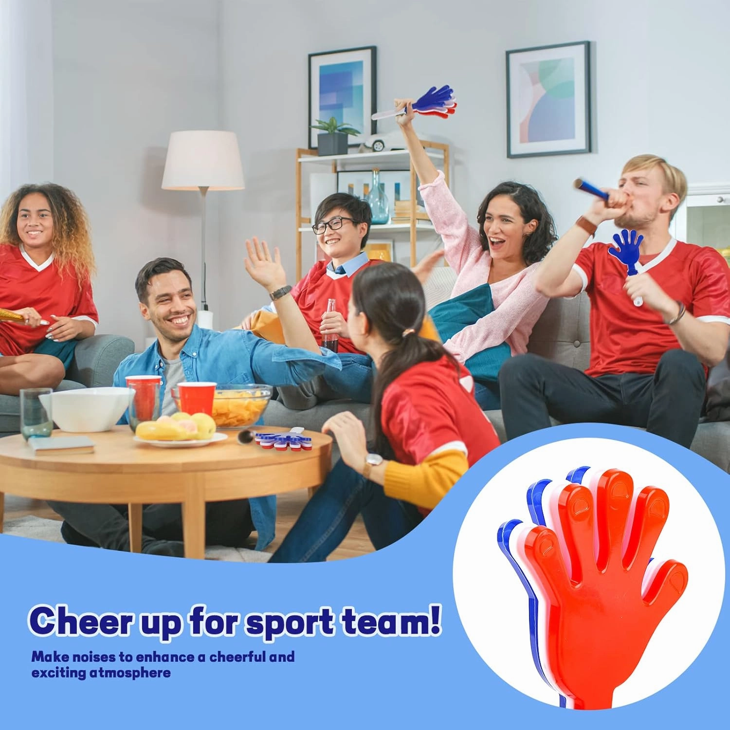 24 Pcs Red/White/Blue Hand Clappers 7.5 Inch Noise Makers Plastic Clapping Hands Noisemakers Patriotic Parties, Sporting Event, Concert Supplies Dance Celebrations and Many Other Occasions