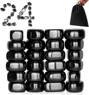 24pcs Black Large Fridge Magnets Stones Science Kit, Irregular Polished Magnetic Whiteboard Locker, Home Kitchen Refrigerator Magnets, Neat Perfect Decorations Gifts Teacher Researcher