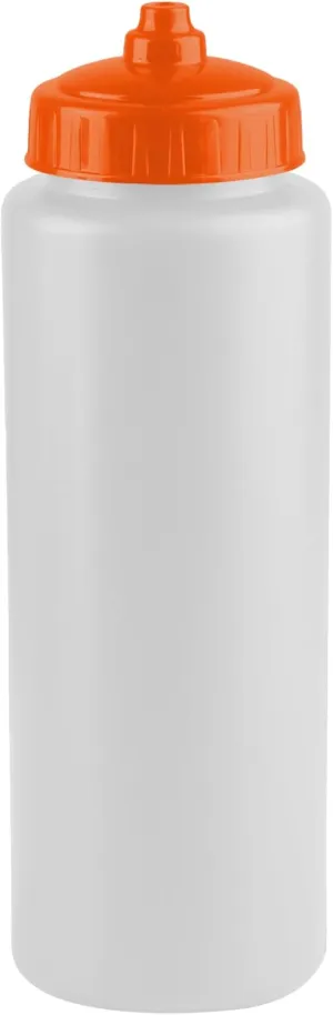 25-Pack, 32 oz Water Bottles, BPA Free Squeeze Bottle, White Water Bottle with Orange Lid, Made in USA by Gary Plastic Packaging