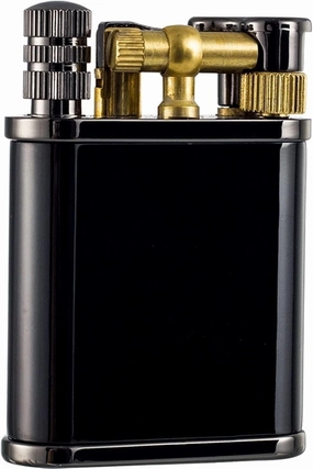 2 in 1 Vintage Kerosene Lighter, Permanent Match, Soft Flame, Antique Rocker Arm Flint Wheel,(Black)
