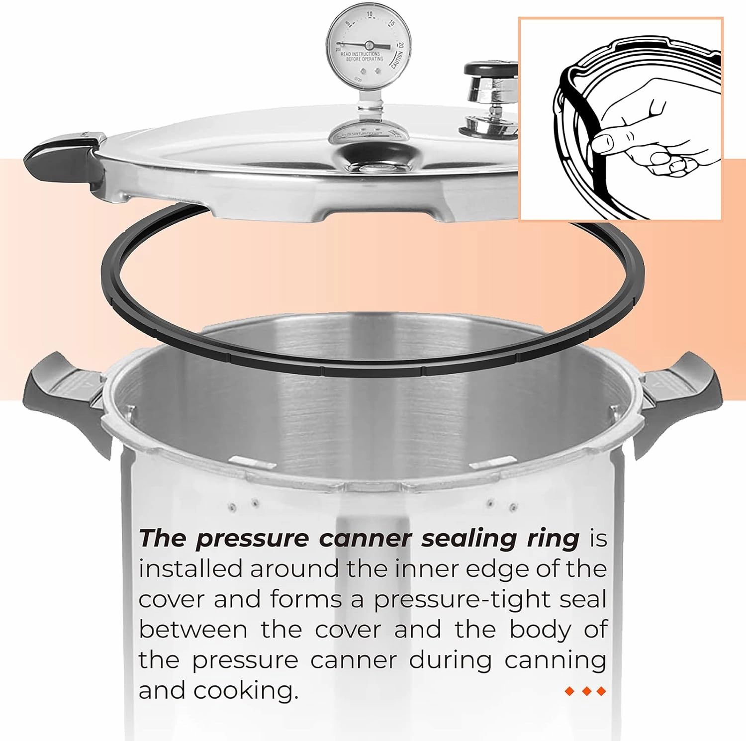 2 Pack 09905 Pressure Canner Sealing Ring with Automatic Air Vent & Overpressure Plug Replacement Gasket for Presto Pressure Canner 01710 01740 01750 01770 01780
