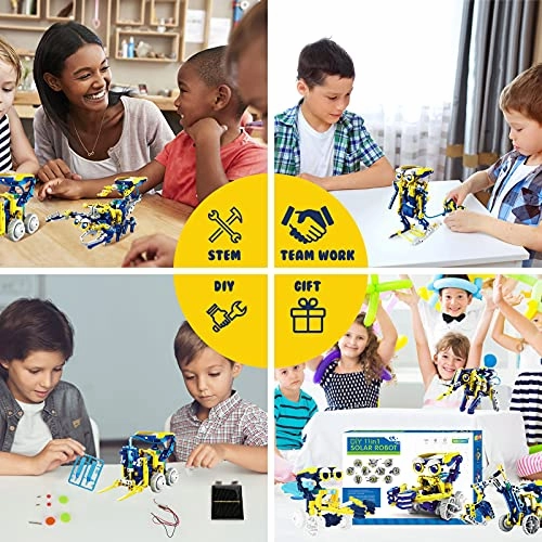 2 Sets Robot kit, Stem Projects Toy for Kids Ages 8-12, Stem Educational Building Solar Robot Toys with Unique LED Light, Science Experiment Kit Gift for Boys 8 9 10 11 12 Years Old