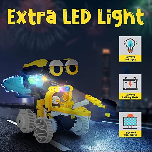 2 Sets Robot kit, Stem Projects Toy for Kids Ages 8-12, Stem Educational Building Solar Robot Toys with Unique LED Light, Science Experiment Kit Gift for Boys 8 9 10 11 12 Years Old
