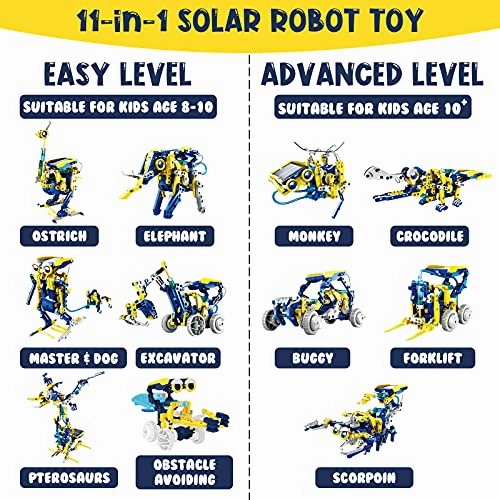 2 Sets Robot kit, Stem Projects Toy for Kids Ages 8-12, Stem Educational Building Solar Robot Toys with Unique LED Light, Science Experiment Kit Gift for Boys 8 9 10 11 12 Years Old