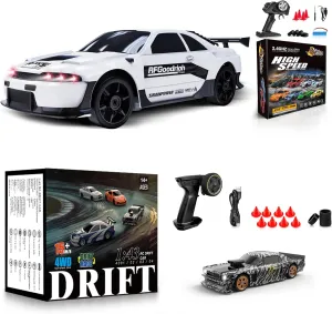 2PCS RC Drift Car, 1:24 Remote Control Car 4WD 15KM/H High Speed Racing Sport Car And 1/43 Scale 2.4GHz Full Proportional Mini RC Remote Control Sports Car for Kids Boys Girls Adults Gifts Birthday Ch