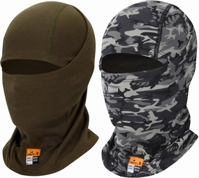 2PCS FR Balaclava Summer Lightweight Face Mask Flame Resistant for Industrial Workers Motorcyclists Windproof Dustproof Breathable Protective Headwear Camo/Army Green