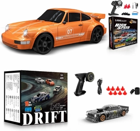 2PCS RC Drift Car, 1:24 Remote Control Car 4WD 15KM/H High Speed Racing Sport Car And 1/43 Scale 2.4GHz Full Proportional Mini RC Remote Control Sports Car for Kids Boys Girls Adults Gifts Birthday Ch