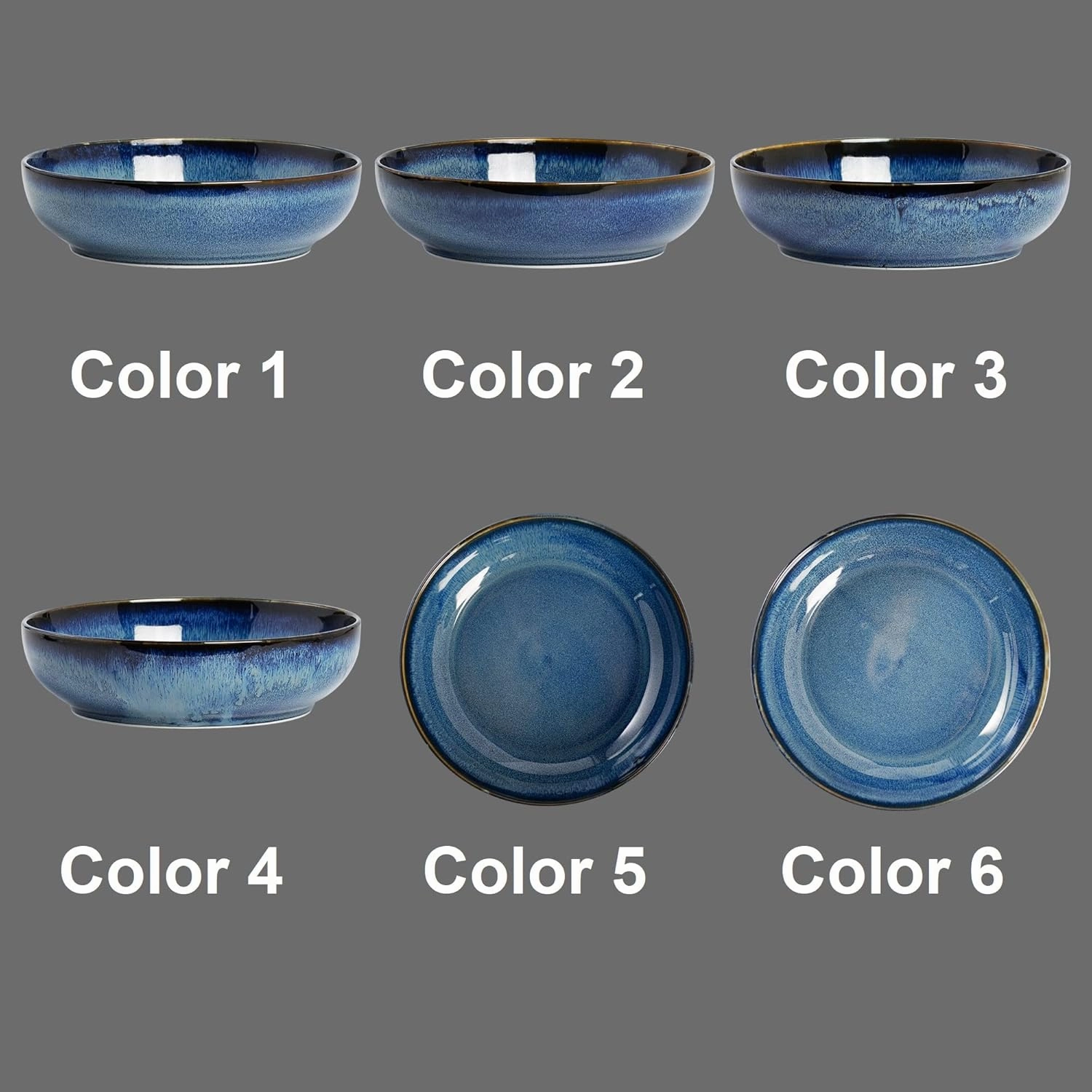 30oz Pasta bowls set - 8" serving bowls - salad bowl set of 4 - Large ceramic Dinner bowls - Microwave safe Perfect for Housewarming, Thanksgiving, Christmas-Royal Blue